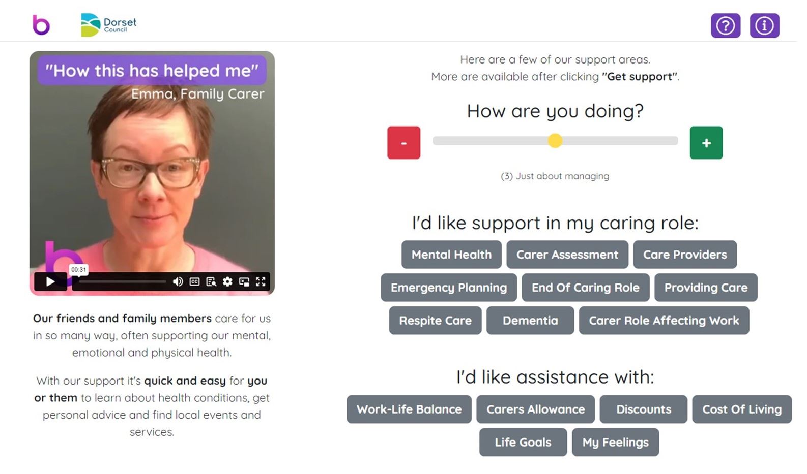 A screenshot of the Bridgit online support tool