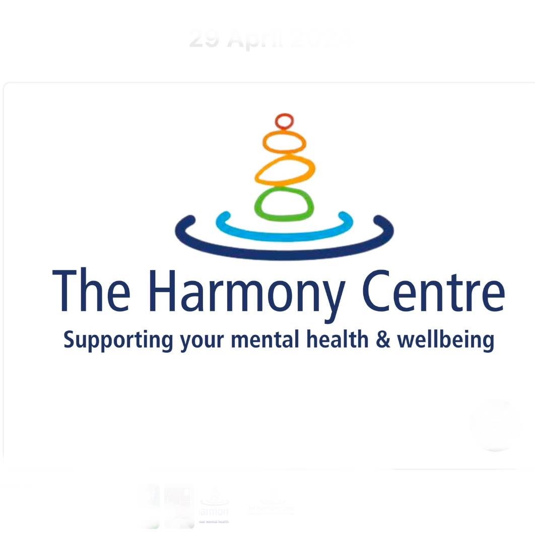 The Harmony Centre logo and the words Support your mental health and wellbeing