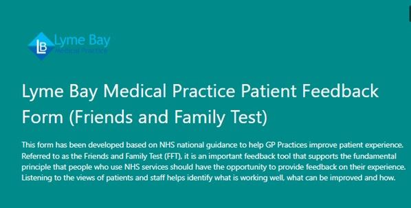 a screenshot of the Practice Friend and Family Test feedback form