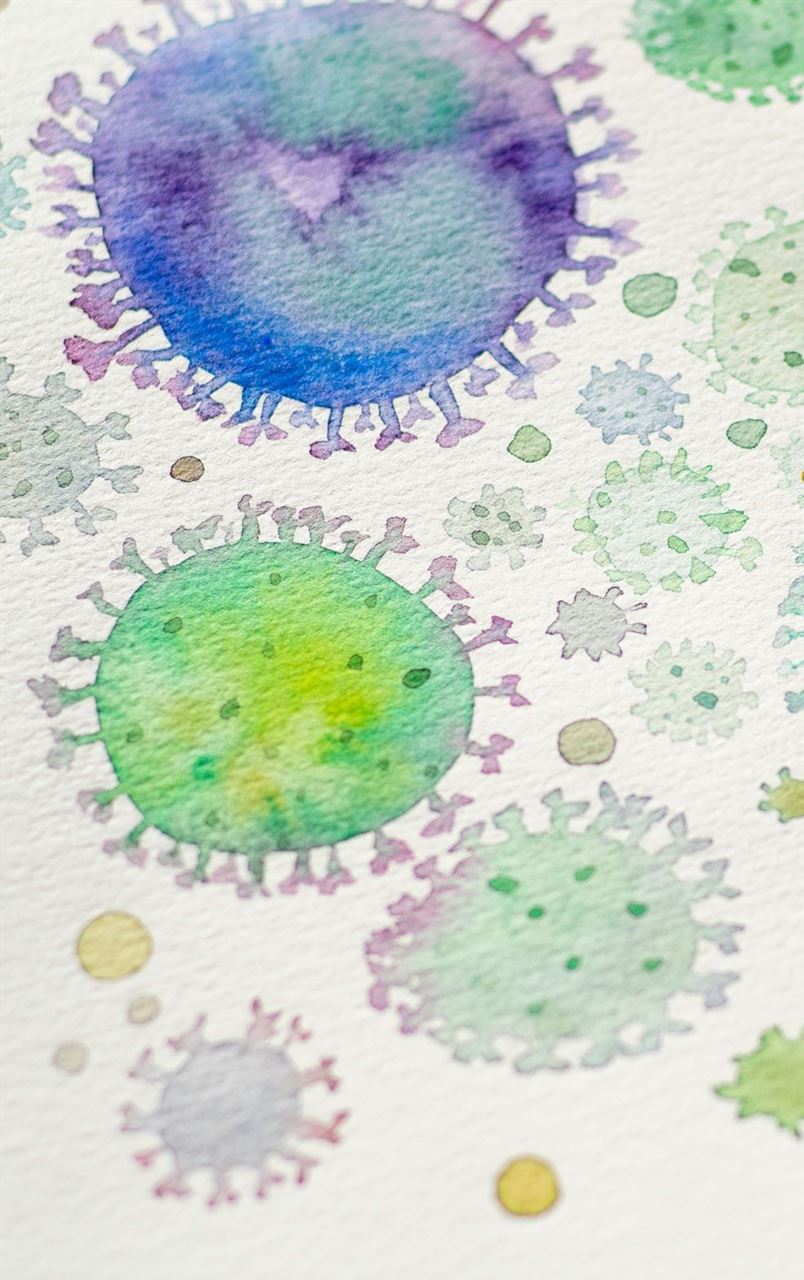 watercolour image of a virus