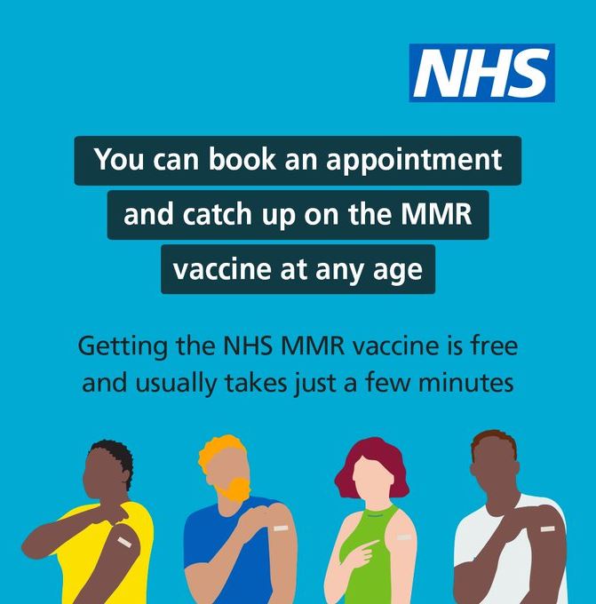You can book an appointment and catch up on teh MMR vaccine at any age